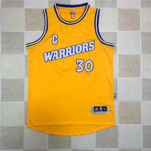 Maillot De Basket Golden State Warriors Stephen Curry 30 Brode AU Fabric Retro Jaune